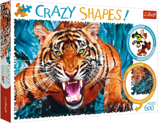 Puzzle Crazy Shapes 600 piezas Cara a cara con el tigre Trefl