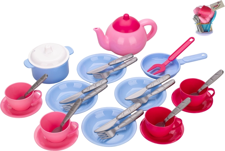 Set infantil de vajilla para cocinita en red (30 piezas)