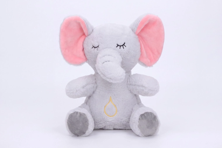 Elefante de peluche que respira con efectos luminosos y de sonido, 30 cm