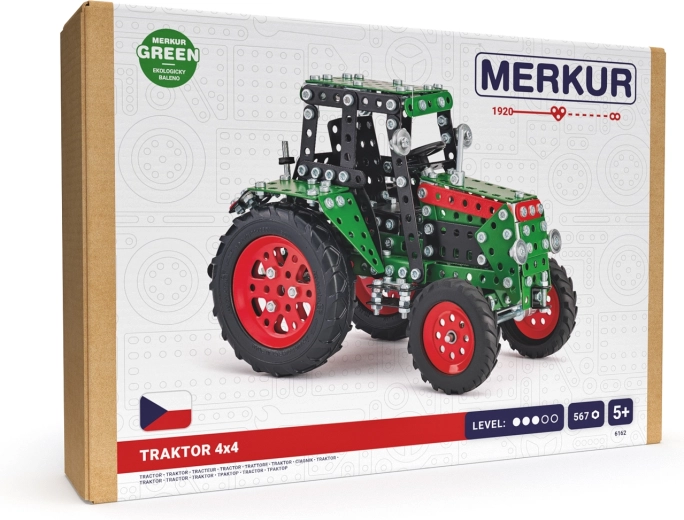 Merkur kit de construcción – tractor 4x4 verde (567 piezas)