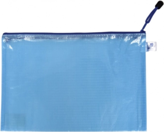 Carpeta de malla con cremallera A5 azul