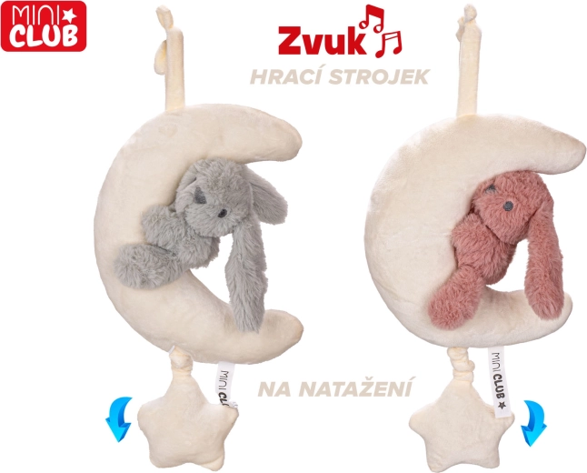 Luna de peluche con conejito y mecanismo musical de cuerda 35 cm