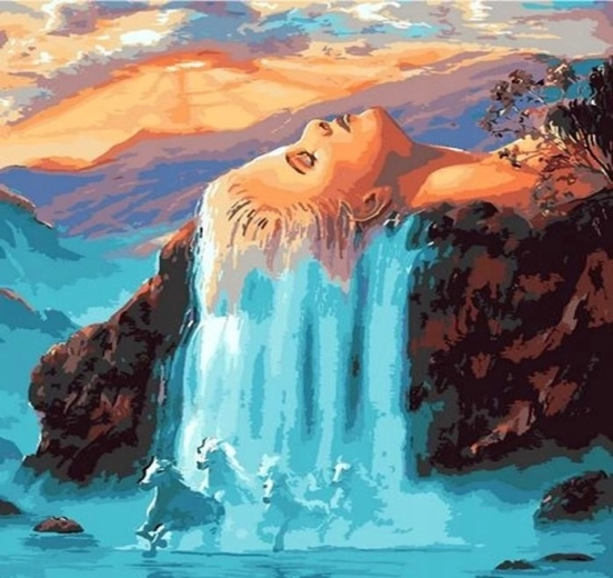 Norimpex Pintura por números mujer junto a la cascada 40 × 50 cm