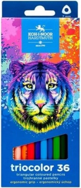 Lápices de colores triangulares Triocolor 36 uds de KOH-I-NOOR - tigre
