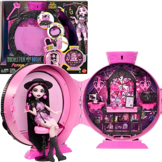 Monster High Potion Reveal muñeca Draculaura – habitación de pociones con accesorios - 1 pieza