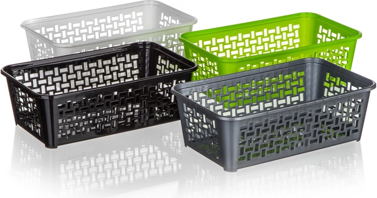 Cesta organizadora de plástico 24,7 × 14,7 × 8 cm – mix de colores