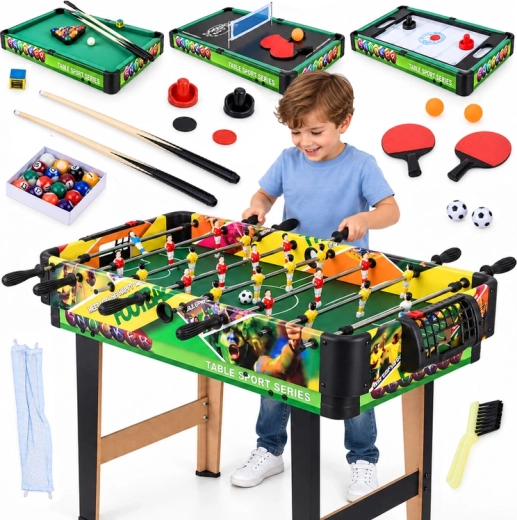 Mesa de juegos multifunción 4 en 1 – futbolín, billar, tenis de mesa y air hockey