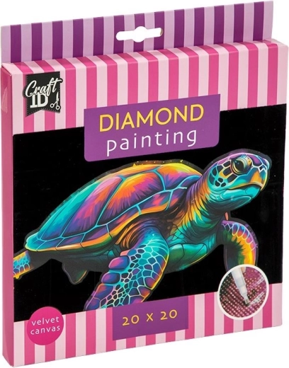 Pintura de diamantes Craft ID sobre lienzo de terciopelo – tortuga 20 × 20 cm