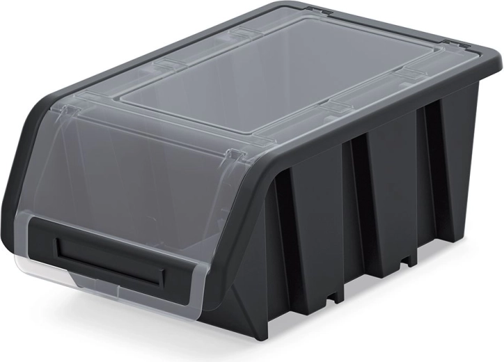 Caja de almacenamiento de plástico con tapa TRUCK PLUS 155 × 100 × 70 mm negra