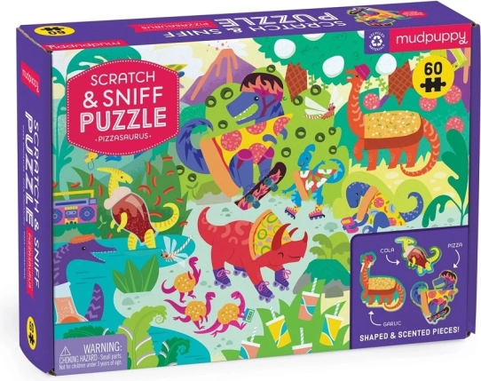 Puzle infantil Pizzasaurus con aromas de Mudpuppy, 60 piezas
