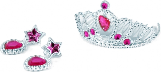 Corona rosa de princesa con pendientes