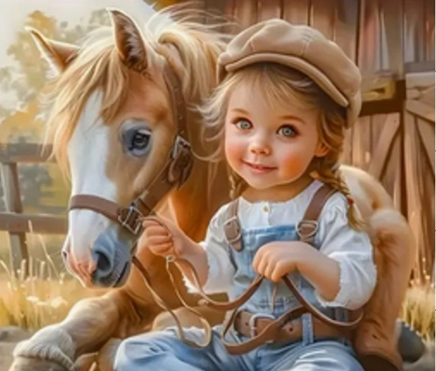 Pintura de diamantes Norimpex niña con caballo (30 × 40 cm)