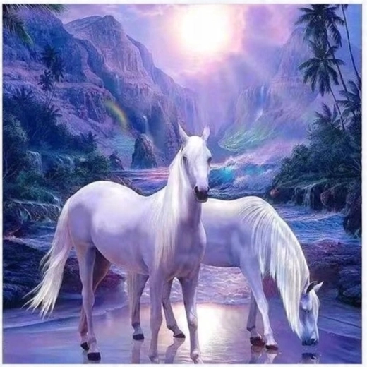 Pintura por números Dos caballos blancos 40 × 50 cm