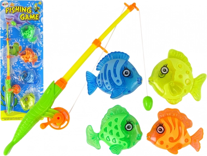 Juego de pesca con caña y 4 peces magnéticos