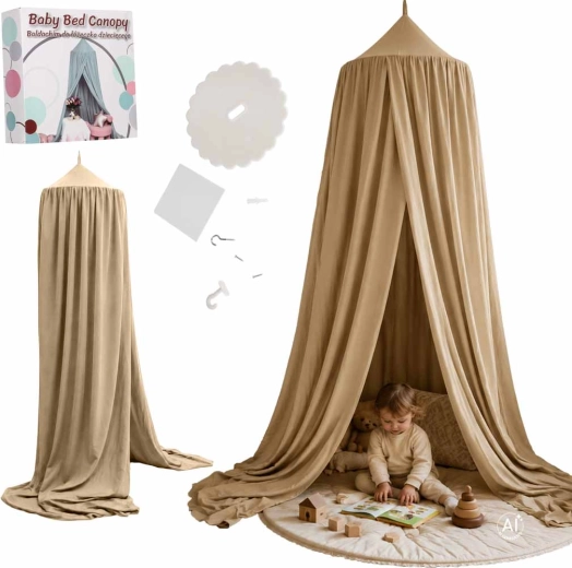 Dosel infantil sobre la cama boho beige