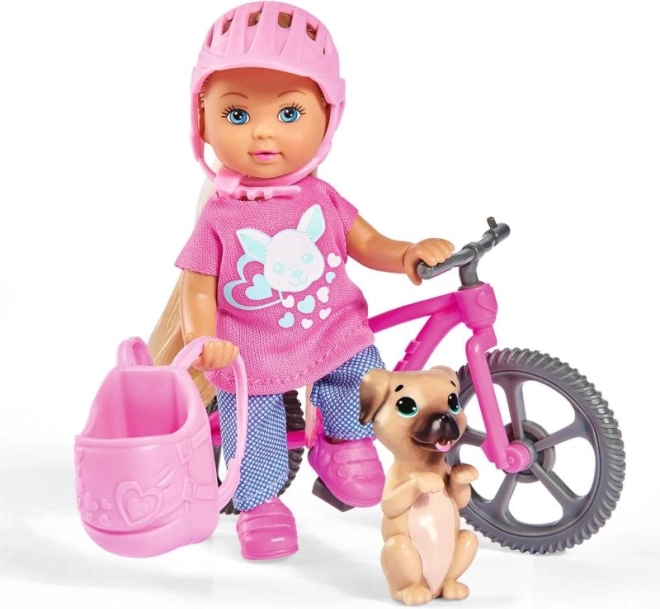 Muñeca Evi con bicicleta y perrito