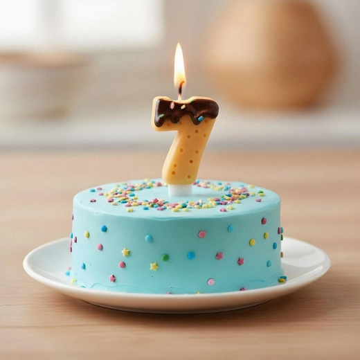 Vela para tarta con forma del número 7