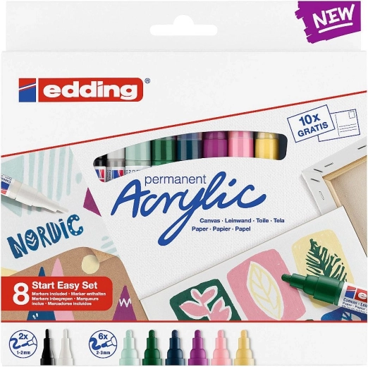 Rotuladores acrílicos EDDING Nordic Easy Start – set de 8