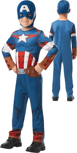 Disfraz infantil Marvel Avengers Capitán América con máscara, 110–116 cm