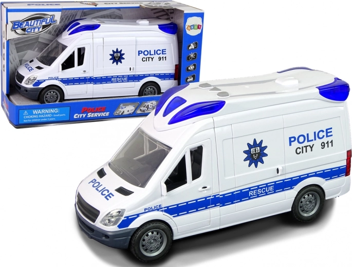 Coche patrulla interactivo con luces, sonidos y puertas que se abren