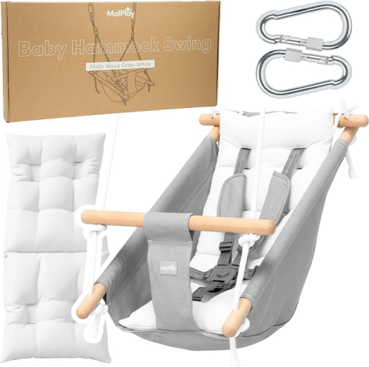 Columpio infantil y hamaca colgante MALO WAVE gris-blanco