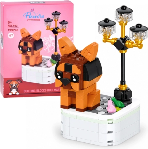 Kit de construcción de un bullmastiff sobre una base, 199 piezas