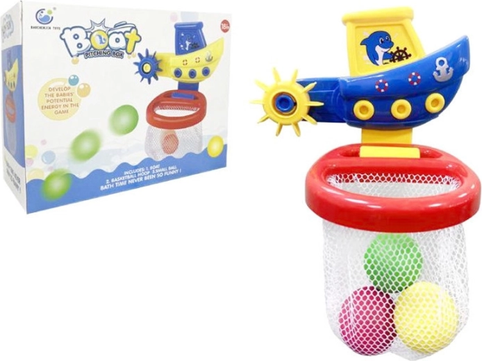 Juguete de baño – barca con canasta y pelotas para niños
