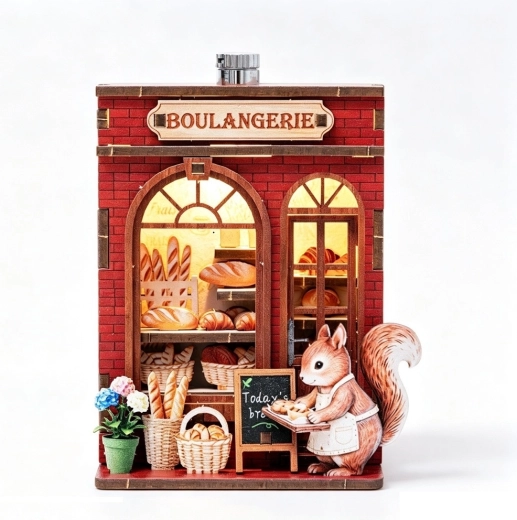 2Kids Toys rompecabezas 3D de madera DIY imán Panadería de la ardilla