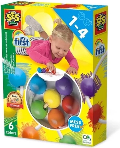 SES Creative Mis primeros lápices de cera con forma de cuentas (6 colores)