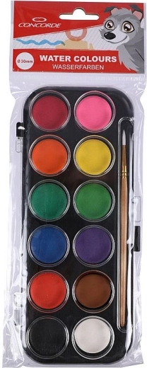 Acuarelas CONCORDE 12 colores con pincel, 30 mm