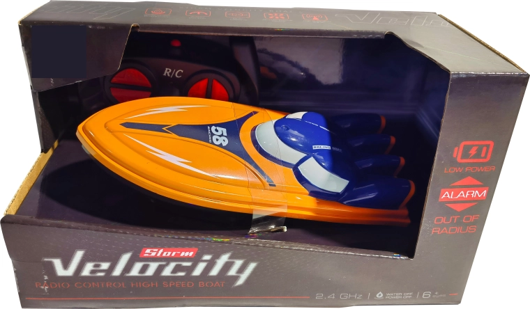 Lancha de carreras R/C Velocity 1:16 2,4 GHz naranja