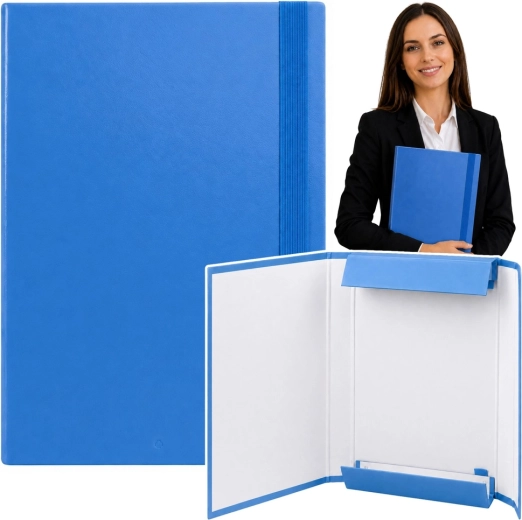 Carpeta de solapas azul para documentos A4 con goma elástica, rígida - 1 unidad