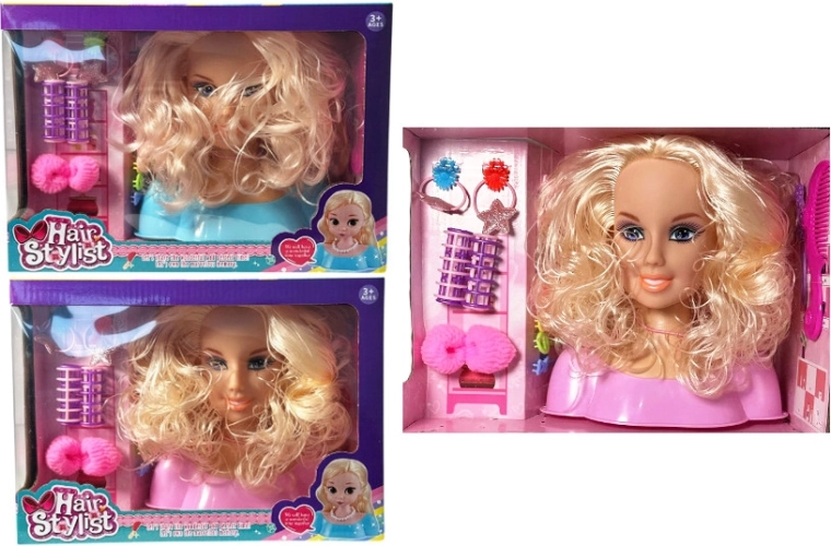 Cabeza de peluquería para peinar con set de accesorios
