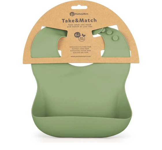 Babero de silicona Petite&Mars Take&Match sweet pea 6m+