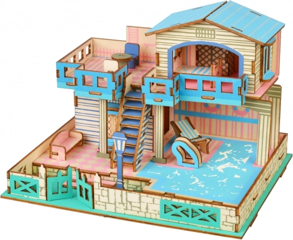 Rompecabezas 3D de madera Woodcraft Villa en la isla de Lembongan