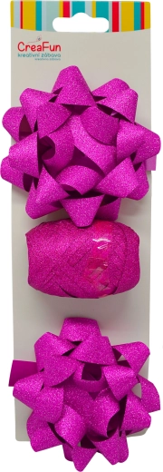 Juego de envoltura de regalo brillante en rosa claro con cinta y lazos en forma de estrella