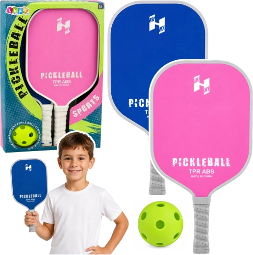 Set rosa-azul de pickleball: 2 palas y pelota perforada