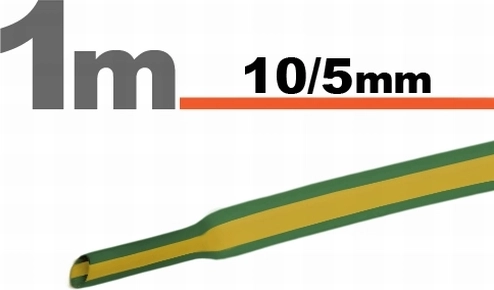Tubo termorretráctil amarillo-verde 10 / 5 mm