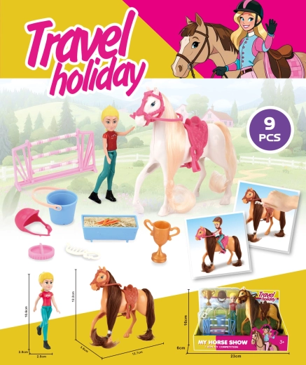 Caballo con figura de jinete 12,5 cm – marrón