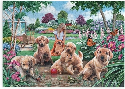 Puzzle House of Puzzles Cachorros jugando, 500 piezas grandes