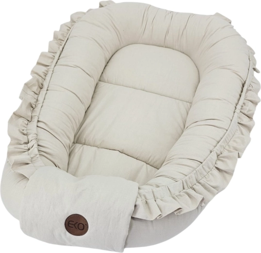 Nido de algodón EKO para bebé con volante light beige 50 × 85 cm