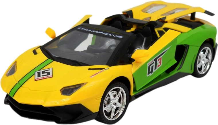 Coche deportivo descapotable teledirigido con luces LED amarillo - 1 unidad