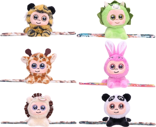 Pulsera de peluche tipo slap con ojos luminosos, edición ZOO - 1 unidad