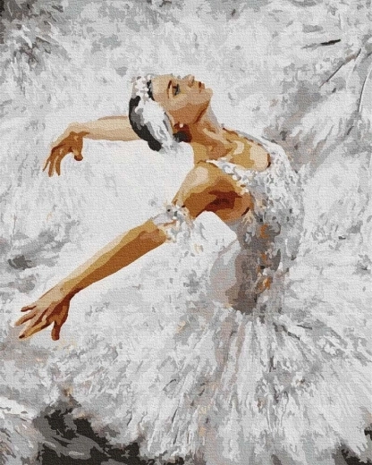 Pintura con diamantes bailarina de blanco 30 × 40 cm NORIMPEX