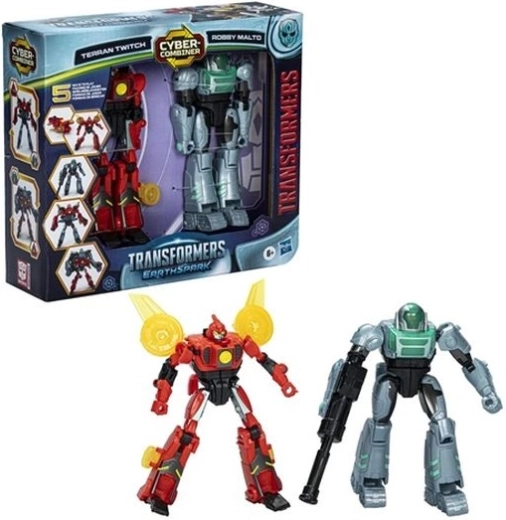 Transformers EarthSpark Cyber Combiner set Terran Twitch y Robby Malto