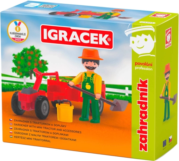 EFKO Igráček jardinero – set de figura con tractor y accesorios