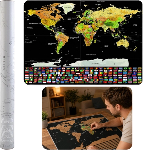 Mapa del mundo para rascar – póster para viajeros 82 × 59 cm