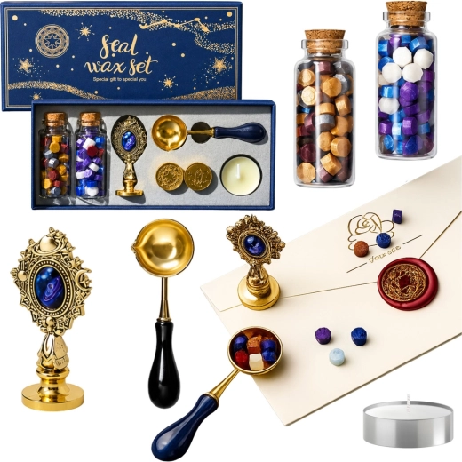 Elegante set para sellado con lacre con sello