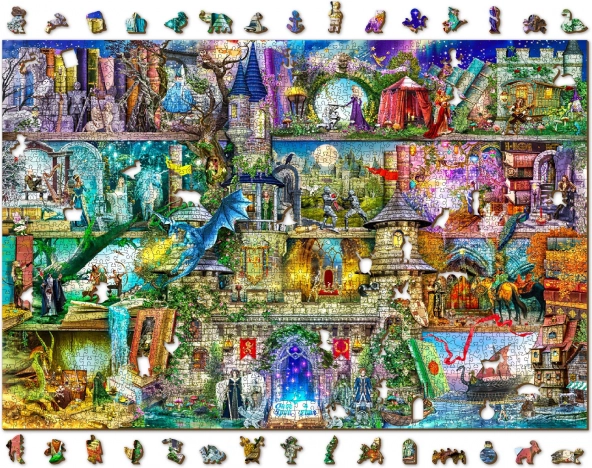 Puzzle de madera de doble cara WOODEN CITY Mundo de cuento 2 en 1, 2000 piezas ECO