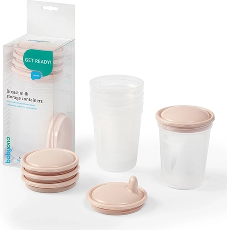 BabyOno recipientes para almacenar y congelar alimentos 200 ml, 4 uds, beige